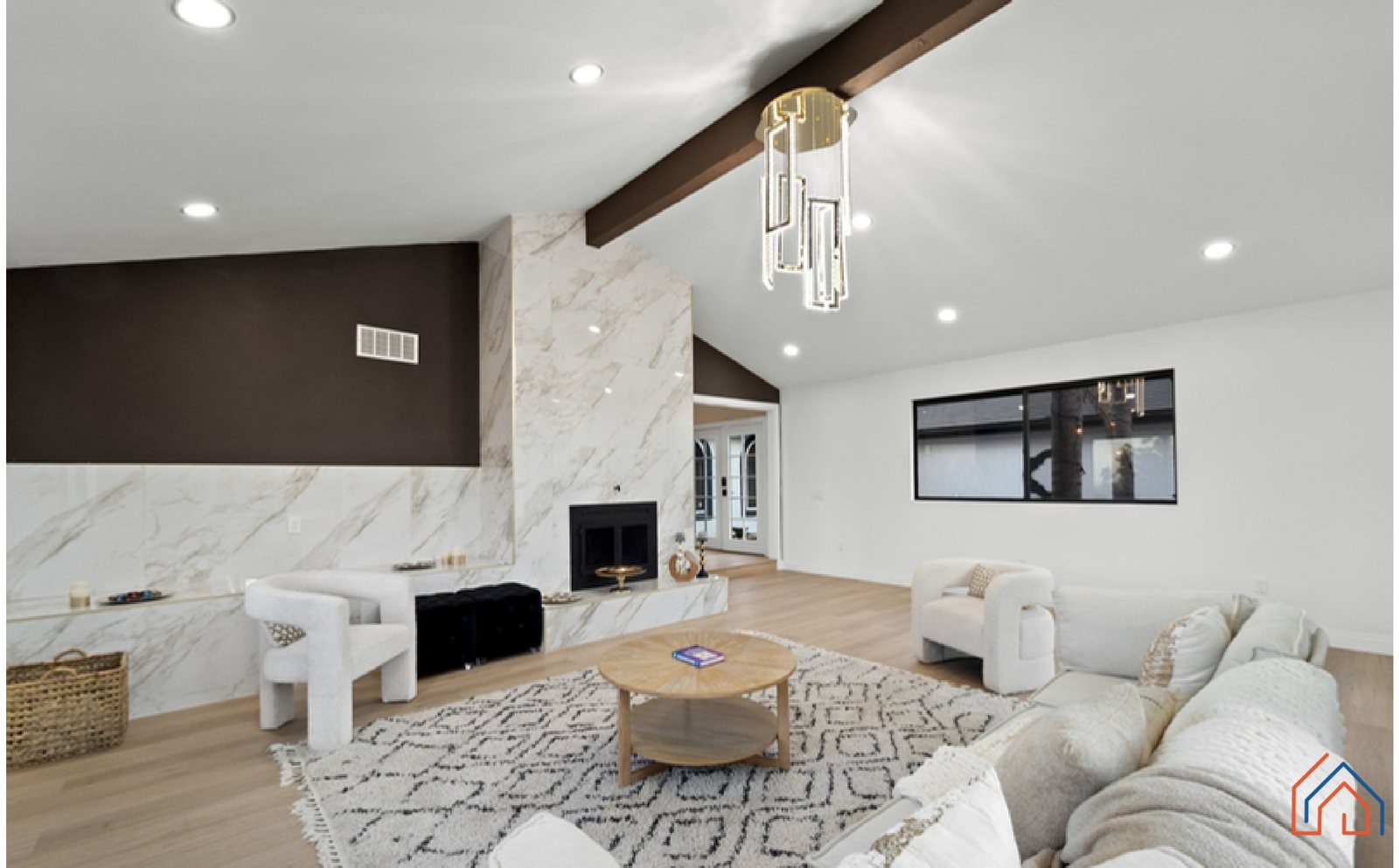 Living room with fireplace
