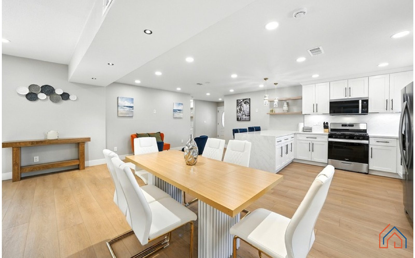 A remodelled open-plan kitchen and dining area